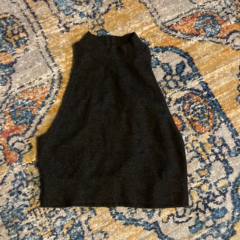 Victoria’s Secret Stretchy Crop Mock Neck Corset Hook-and-eye Back Top